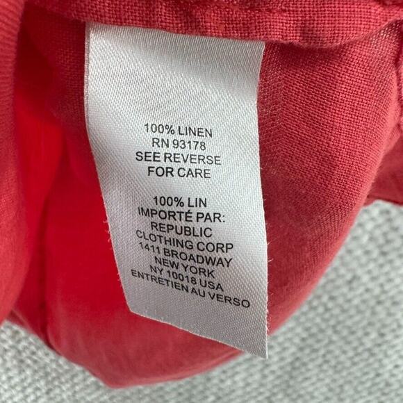 Eli Tahari Top Womens S Orange Linen Tank V-Neck Embroidered Boho Beach Resort - Picture 11 of 12